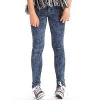 teen girl dark wash grey ripped knee full length skinny jeans dark was ...