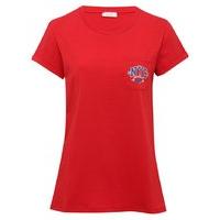 Teen girl pure cotton red rolled short sleeve NYC pocket print boyfriend fit t-shirt - Red