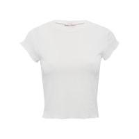 teen girl short sleeve lettuce frill hem longer length crop top white