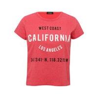 Teen girl red marl west coast California los angeles short sleeve pure cotton crop top - Red