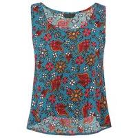 Teen girl 100% viscose teal sleeveless paisley pattern loose fit crop top - Teal