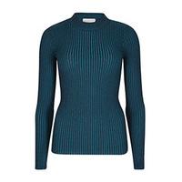 Teal Ribbed Turtle Neck Top