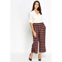 Textured Wide Leg Cropped Trousers