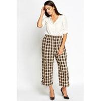 textured wide leg cropped trousers