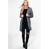 Textured Sleeve Cardigan - grey