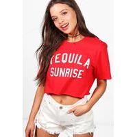 Tequila Sunrise Cropped T-Shirt - red