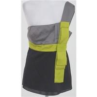 Ted Baker: Size 12: black, grey & yellow silk sleeveless top