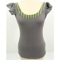 Ted Baker Size 8 Fossil Grey And Lime Green Top With Bow Detailing