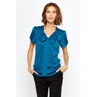 Teal Low Neck Tie Up Top