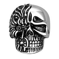 Terrorist Skulls Orcs Exaggerated Personality Rock Titanium Steel Stainless Steel Men\'s Ring Christmas Gifts