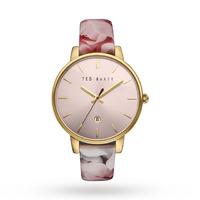 Ted Baker Ladies\' Rose Print Patent Leather Strap Watch