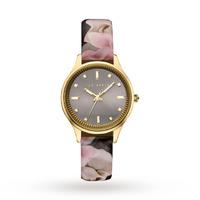 ted baker ladies rose print patent leather strap watch