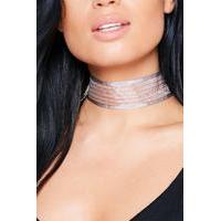 Textured Wide Organza Choker - grey