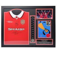 Team Gunnar Solskjaer and Teddy Sheringham Signed Shirt