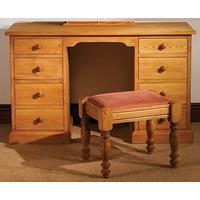 TFW Mottisfont Waxed Pine Dressing Table - Double Pedestal 8 Drawers