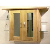 TFW Aquarius Oak Bathroom Wall Unit - 2 Doors with Glass Shelves