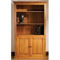 TFW Mottisfont Waxed Pine Bookcase - 2 Doors 3 Shelves