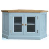 TFW Mottisfont Blue Corner TV Unit - 2 Glazed Door