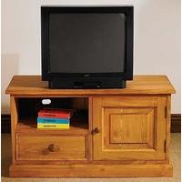 TFW Mottisfont Waxed Pine Rectangular TV Unit - 1 Door 1 Drawer