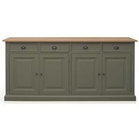 TFW Mottisfont Green Welsh Dresser Base - Large 4 Door 4 Drawer