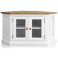 TFW Mottisfont White Corner TV Unit - 2 Glazed Door