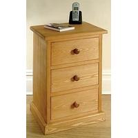 TFW Mottisfont Waxed Pine Bedside Cabinet Waxed Pine - 3 Drawers