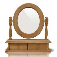 TFW Mottisfont Waxed Pine Dressing Table Mirror - Oval 2 Drawer