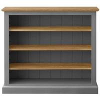 TFW Mottisfont Grey Bookcase - Low Large 3 Shelves