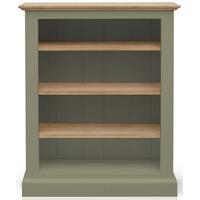 tfw mottisfont green bookcase low medium 3 shelves