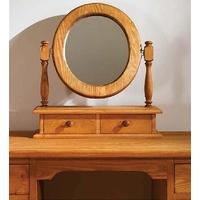 TFW Mottisfont Waxed Pine Dressing Table Mirror - Oval 2 Drawers