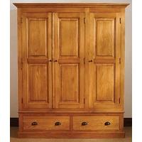 TFW Mottisfont Waxed Pine Triple Wardrobe - 3 Doors 2 Drawers