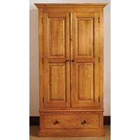 tfw mottisfont waxed pine single wardrobe 2 doors 1 drawer