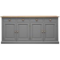 TFW Mottisfont Grey Glazed Dresser Base - Large 4 Door 4 Drawer