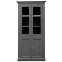 tfw mottisfont grey glazed bookcase 4 door 3 shelves