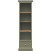 tfw mottisfont green slim jim bookcase 1 drawer 3 shelves