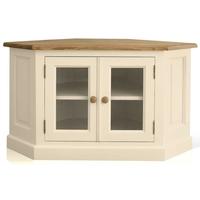 tfw mottisfont cream corner tv unit 2 glazed door