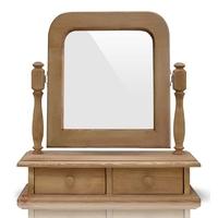 TFW Mottisfont Waxed Pine Dressing Table Mirror - Arched 2 Drawer