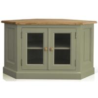 tfw mottisfont green corner tv unit 2 glazed door