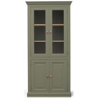 TFW Mottisfont Green Glazed Bookcase - 4 Door 3 Shelves