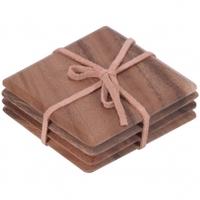 T&G Woodware Square Table Mats and Coasters, Acacia, Coasters Only