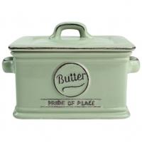 tg woodware pride of place butter dish old green butter dish