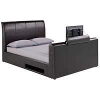 TGB Manhattan Faux Leather TV Bed Super King Brown