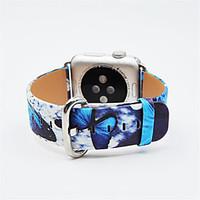 The Butterfly Coloured Drawing or Pattern Genuine Leather Watch Band Wristwatch Bracelet Strap Belt for Apple Watch 38/42MM