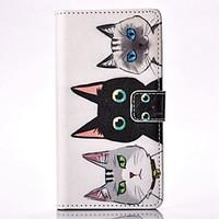 three cats painted card holder wallet pu leather phone case for galaxy ...