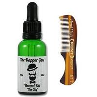 The Dapper Gent The City Beard Oil and GB Kent A81T Moustache Comb Set