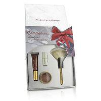The Glimmer Gift Box: 1x PureGloss Lip Gloss 1x 24 Karat Gold Dust Shimmer Powder 1x Mini Just Kissed Lip & Cheek Stain 1x White Fan Brush (Travel Siz