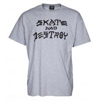 thrasher skate and destroy t shirt grey