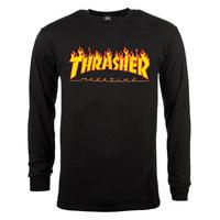 thrasher flame longsleeve t shirt black