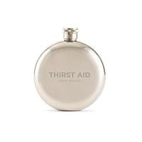 Thirst Aid Engraved Round Silver Hip Flask for Men