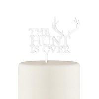 The Hunt Is Over Acrylic Cake Topper - White